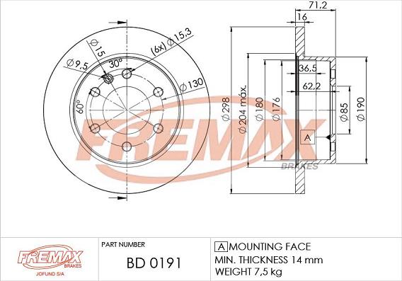 FREMAX BD-0191 - Bremžu diski ps1.lv