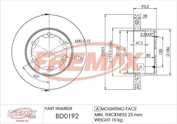 FREMAX BD-0192 - Bremžu diski ps1.lv