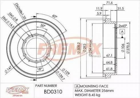 FREMAX BD-0310 - Bremžu trumulis ps1.lv