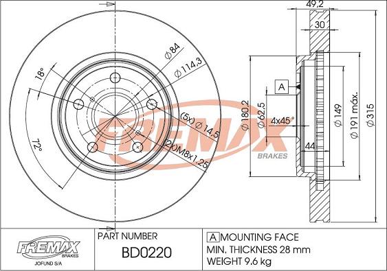 FREMAX BD-0220 - Bremžu diski ps1.lv