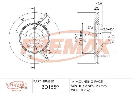 FREMAX BD-1559 - Bremžu diski ps1.lv