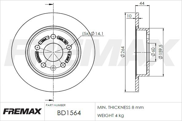 FREMAX BD-1564 - Bremžu diski ps1.lv