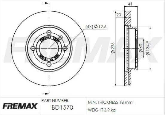 FREMAX BD-1570 - Bremžu diski ps1.lv