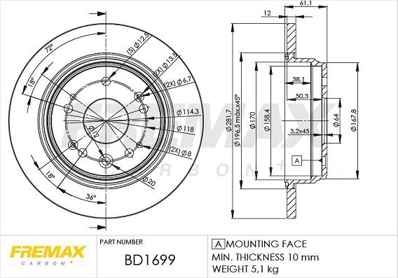 FREMAX BD-1699 - Bremžu diski ps1.lv