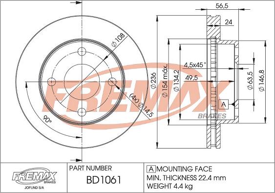 FREMAX BD-1061 - Bremžu diski ps1.lv