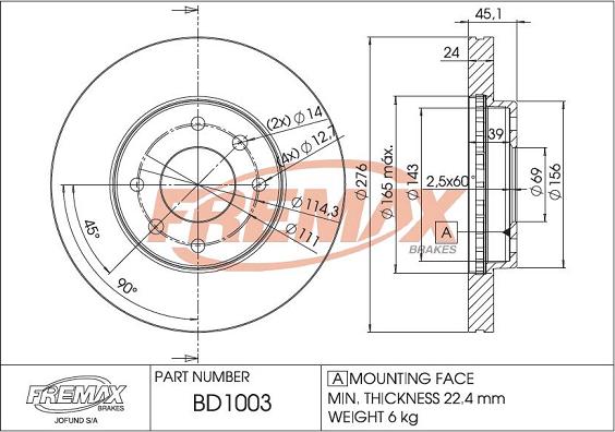 FREMAX BD-1003 - Bremžu diski ps1.lv