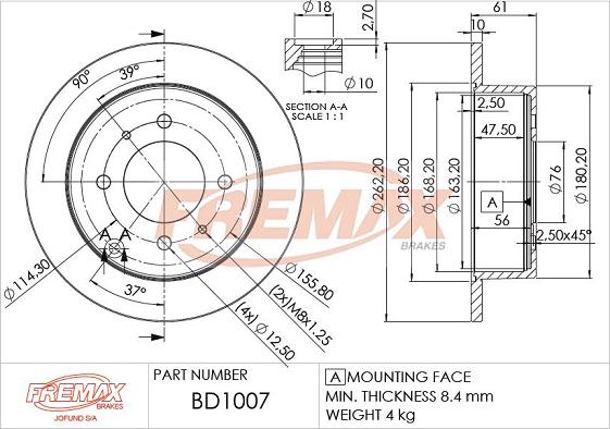 FREMAX BD-1007 - Bremžu diski ps1.lv