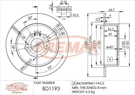 FREMAX BD-1193 - Bremžu diski ps1.lv