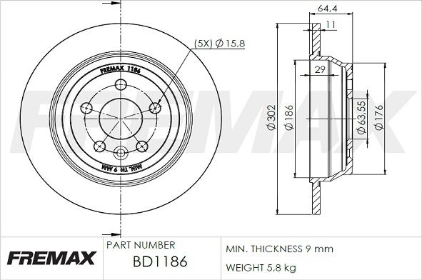 FREMAX BD-1186 - Bremžu diski ps1.lv