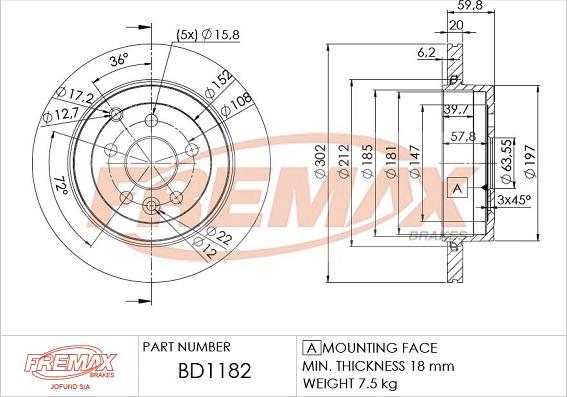 FREMAX BD-1182 - Bremžu diski ps1.lv