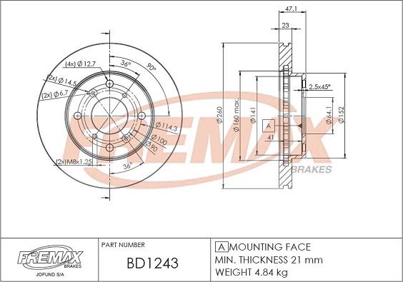 FREMAX BD-1243 - Bremžu diski ps1.lv