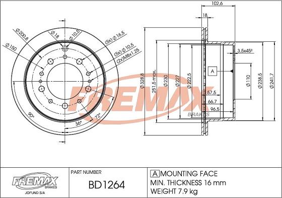 FREMAX BD-1264 - Bremžu diski ps1.lv