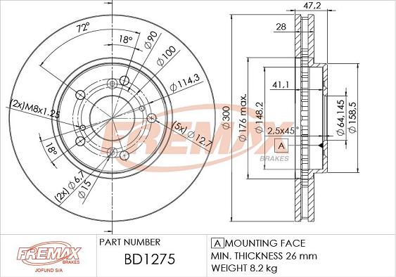 FREMAX BD-1275 - Bremžu diski ps1.lv