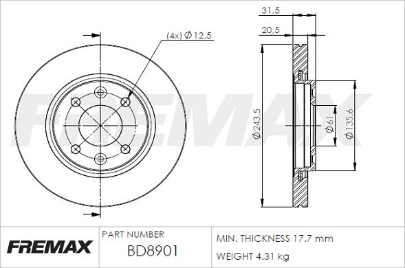 FREMAX BD-8901 - Bremžu diski ps1.lv