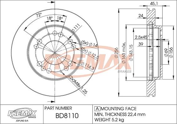 FREMAX BD-8110 - Bremžu diski ps1.lv