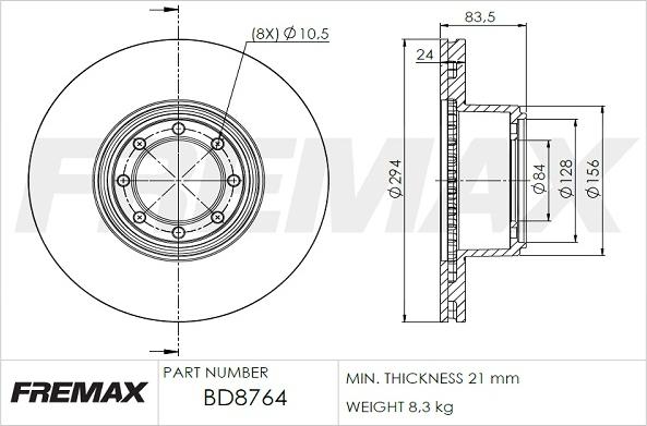 FREMAX BD-8764 - Bremžu diski ps1.lv