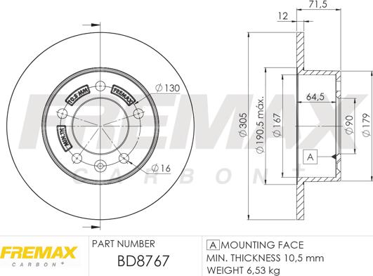 FREMAX BD-8767 - Bremžu diski ps1.lv