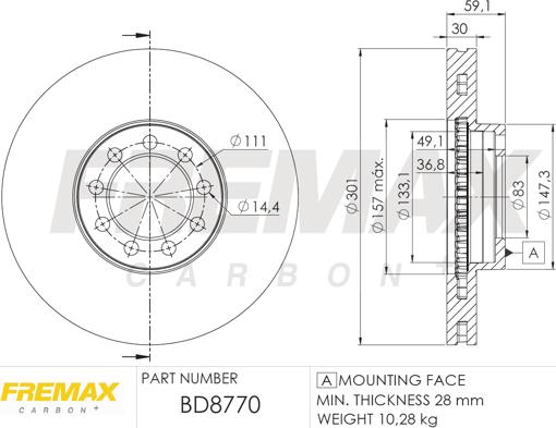 FREMAX BD-8770 - Bremžu diski ps1.lv