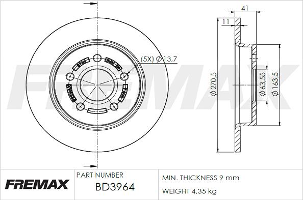 FREMAX BD-3964 - Bremžu diski ps1.lv