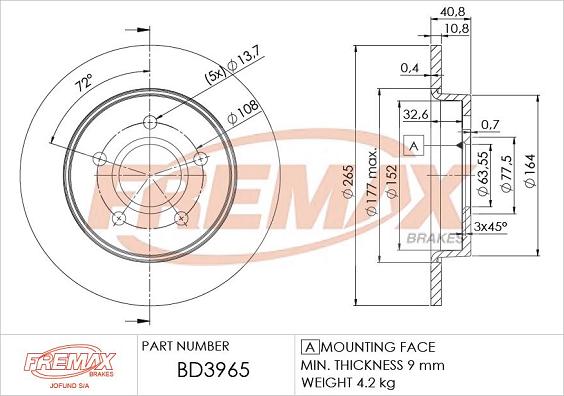 FREMAX BD-3965 - Bremžu diski ps1.lv