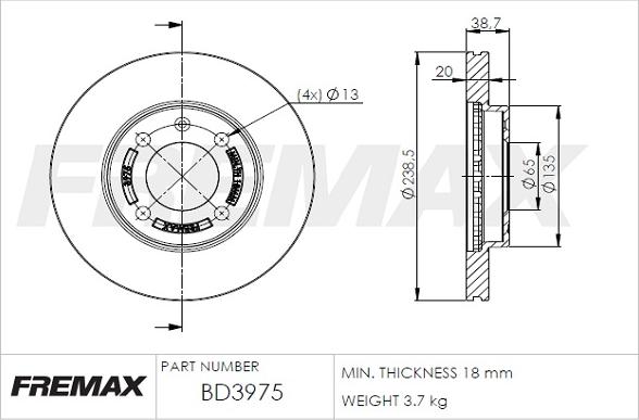 FREMAX BD-3975 - Bremžu diski ps1.lv