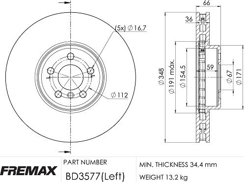 FREMAX BD-3577 - Bremžu diski ps1.lv