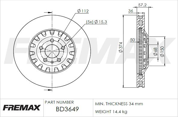 FREMAX BD-3649 - Bremžu diski ps1.lv