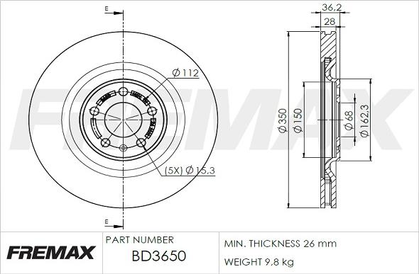 FREMAX BD-3650 - Bremžu diski ps1.lv