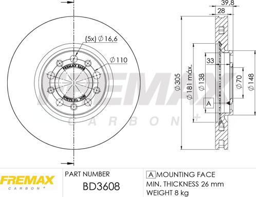 FREMAX BD-3608 - Bremžu diski ps1.lv