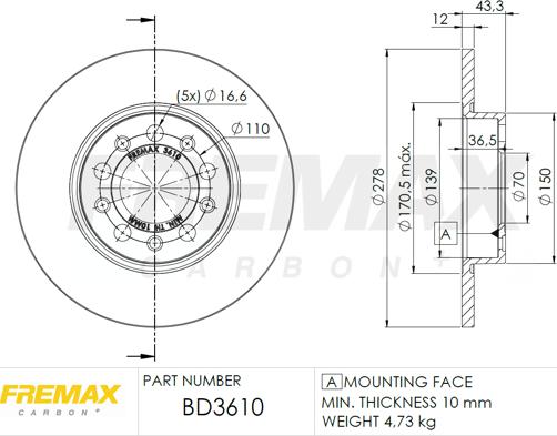 FREMAX BD-3610 - Bremžu diski ps1.lv