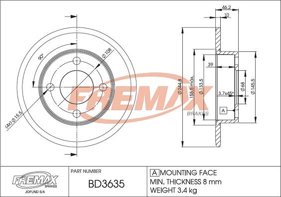 FREMAX BD-3635 - Bremžu diski ps1.lv