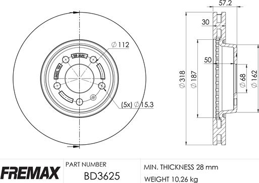 FREMAX BD-3625 - Bremžu diski ps1.lv