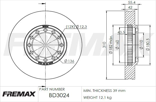 FREMAX BD-3024 - Bremžu diski ps1.lv