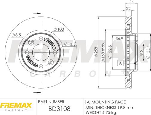 FREMAX BD-3108 - Bremžu diski ps1.lv