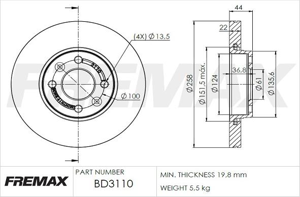 FREMAX BD-3110 - Bremžu diski ps1.lv