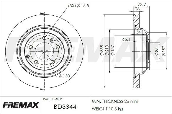 FREMAX BD-3344 - Bremžu diski ps1.lv