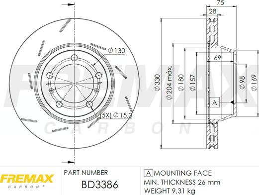 FREMAX BD-3386 - Bremžu diski ps1.lv