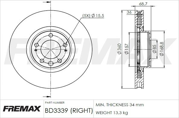 FREMAX BD-3339 - Bremžu diski ps1.lv