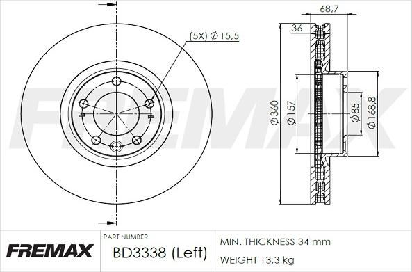 FREMAX BD-3338 - Bremžu diski ps1.lv