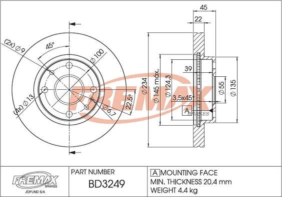 FREMAX BD-3249 - Bremžu diski ps1.lv