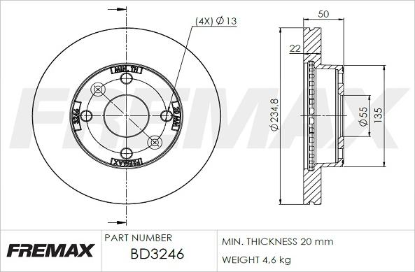 FREMAX BD-3246 - Bremžu diski ps1.lv