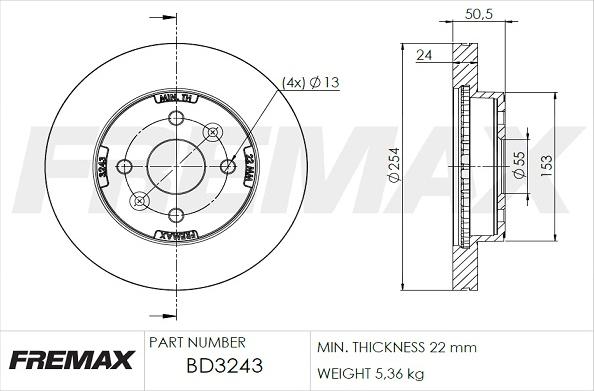 FREMAX BD-3243 - Bremžu diski ps1.lv