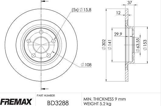 FREMAX BD-3288 - Bremžu diski ps1.lv