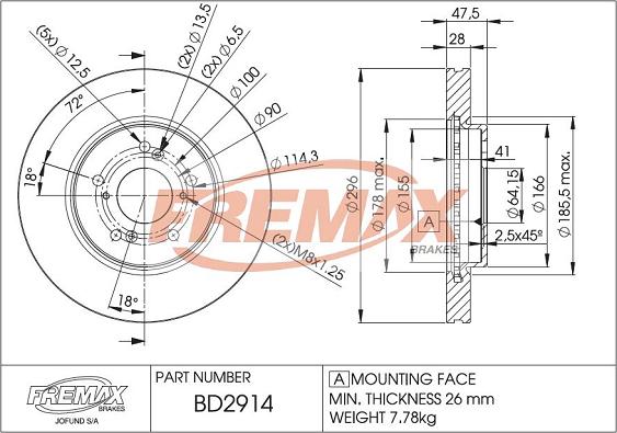 FREMAX BD-2914 - Bremžu diski ps1.lv