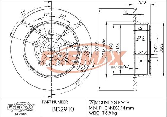 FREMAX BD-2910 - Bremžu diski ps1.lv