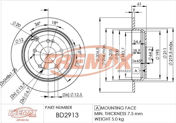 FREMAX BD-2913 - Bremžu diski ps1.lv