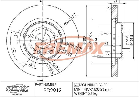 FREMAX BD-2912 - Bremžu diski ps1.lv