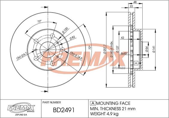 FREMAX BD-2491 - Bremžu diski ps1.lv