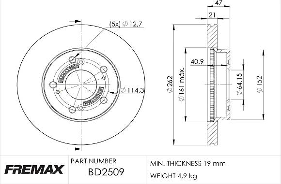 FREMAX BD-2509 - Bremžu diski ps1.lv