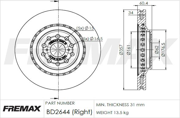 FREMAX BD-2644 - Bremžu diski ps1.lv